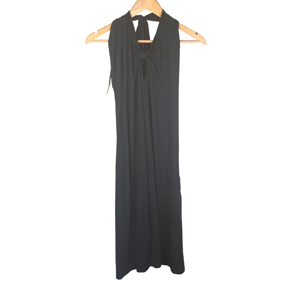 NWT O.P.T XL Black Halter Neck Keyhole Tie Maxi Dress Womens‎ Formal Cocktail